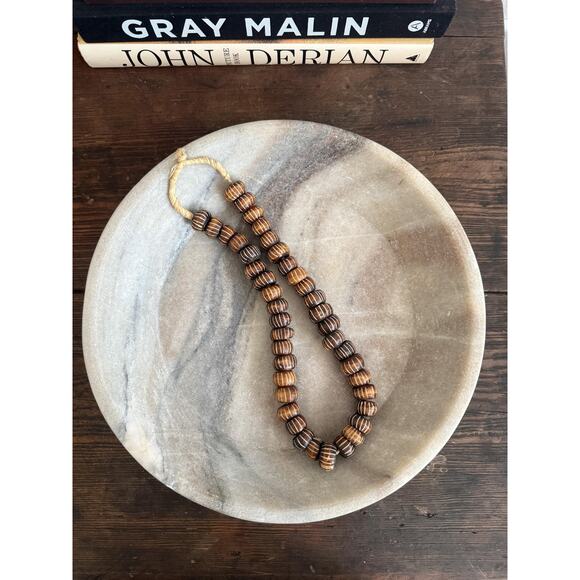 Vintage African Batik Bone Bead Strand - Picture 1 of 3